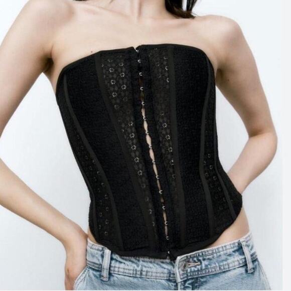Zara Lace Corset Style Top Sz S - Picture 1 of 7